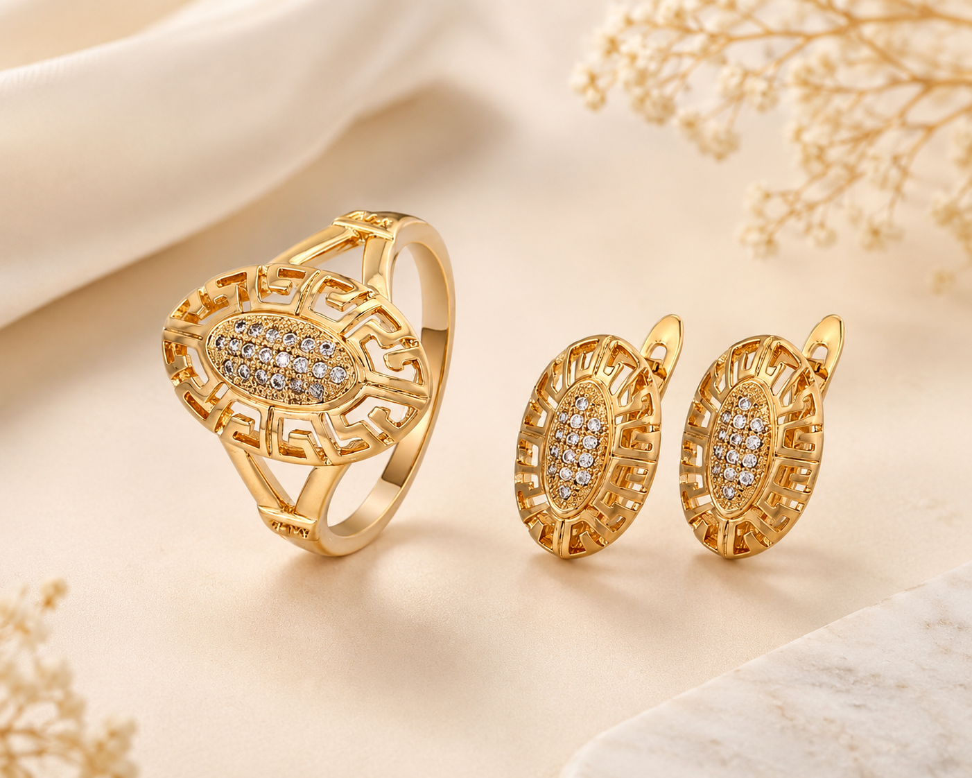 FASHION JEWELRY HYPO ALLERGENIC SET RING AND CLIP EARRING 64666 #6