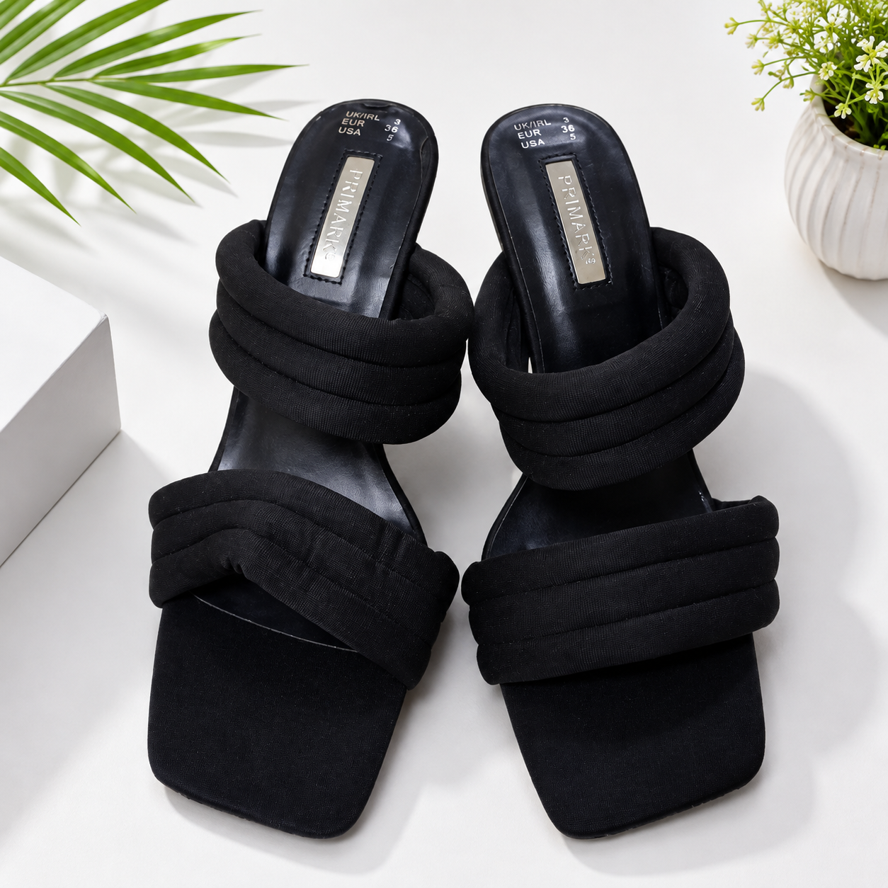 Women’s Black Multi-Strap Block Heel Sandals | Stylish Party & Casual Footwear
