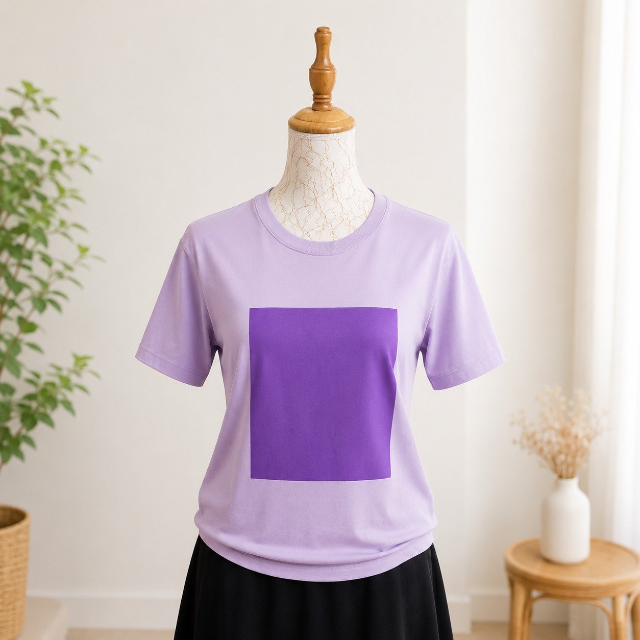 Women's Lavender Graphic Print Crew Neck T-Shirt